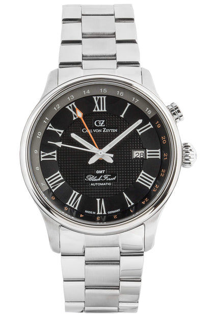 Carl von Zeyten Rench CVZ0087BKMS Herrenuhr Silber Schwarz • Automatikwerk Kaliber 620 • Saphirglas