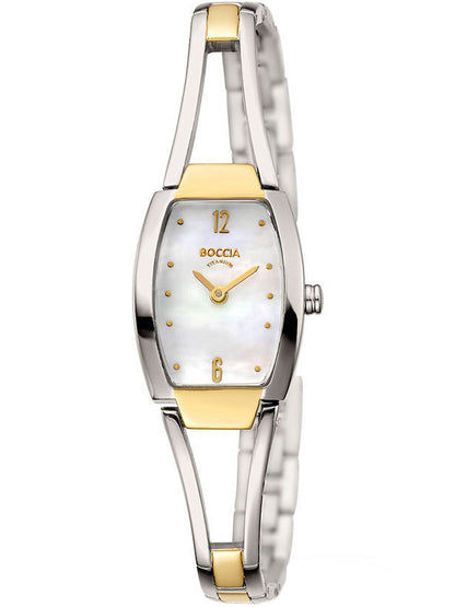 Boccia 3262-02 Damen Armbanduhr Bicolor • Titan-Bicolor-Armband • Mineralglas