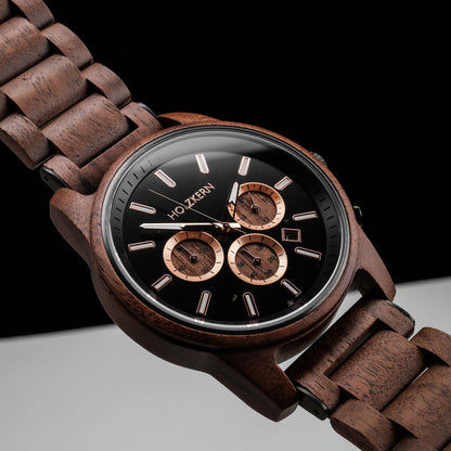 Holzkern Buschwerk HK1073 Herren Armbanduhr Braun • Chronographenwerk • Echtmarmor-Zifferblatt, Bild 3