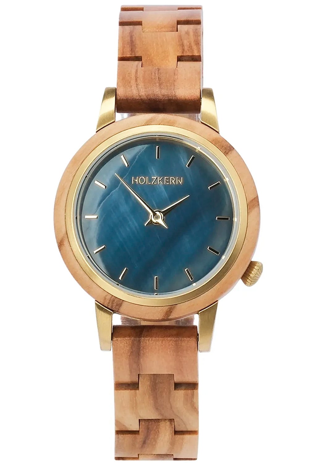 Holzkern Antrim Damenuhr Olivgrün/Perlmutt • Miyota Quarzwerk • Holzarmband