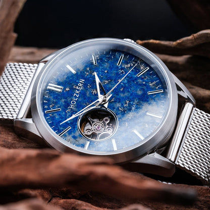 Holzkern Inverno Automatik Damen/Herren • Lapislazuli-Zifferblatt • Japanisches Automatikwerk, Bild 3