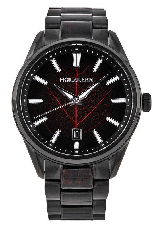 Holzkern Era X Herrenuhr Automatik Lorbeerblatt/Geflammte Walnuss • Saphirglas • TFN Automatikwerk