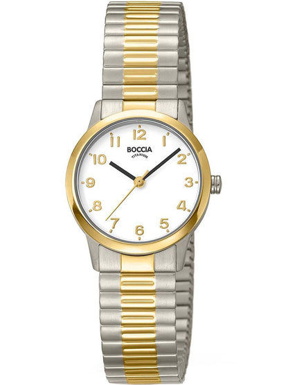 Boccia Classic 3318-03 Damen Armbanduhr • Titan-Zugband Bicolor • Mineralglas