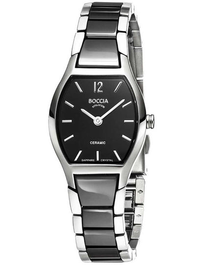 Boccia Titanium 3361-02 Damen Armbanduhr Schwarz • Titan-Keramik-Armband • Saphirglas