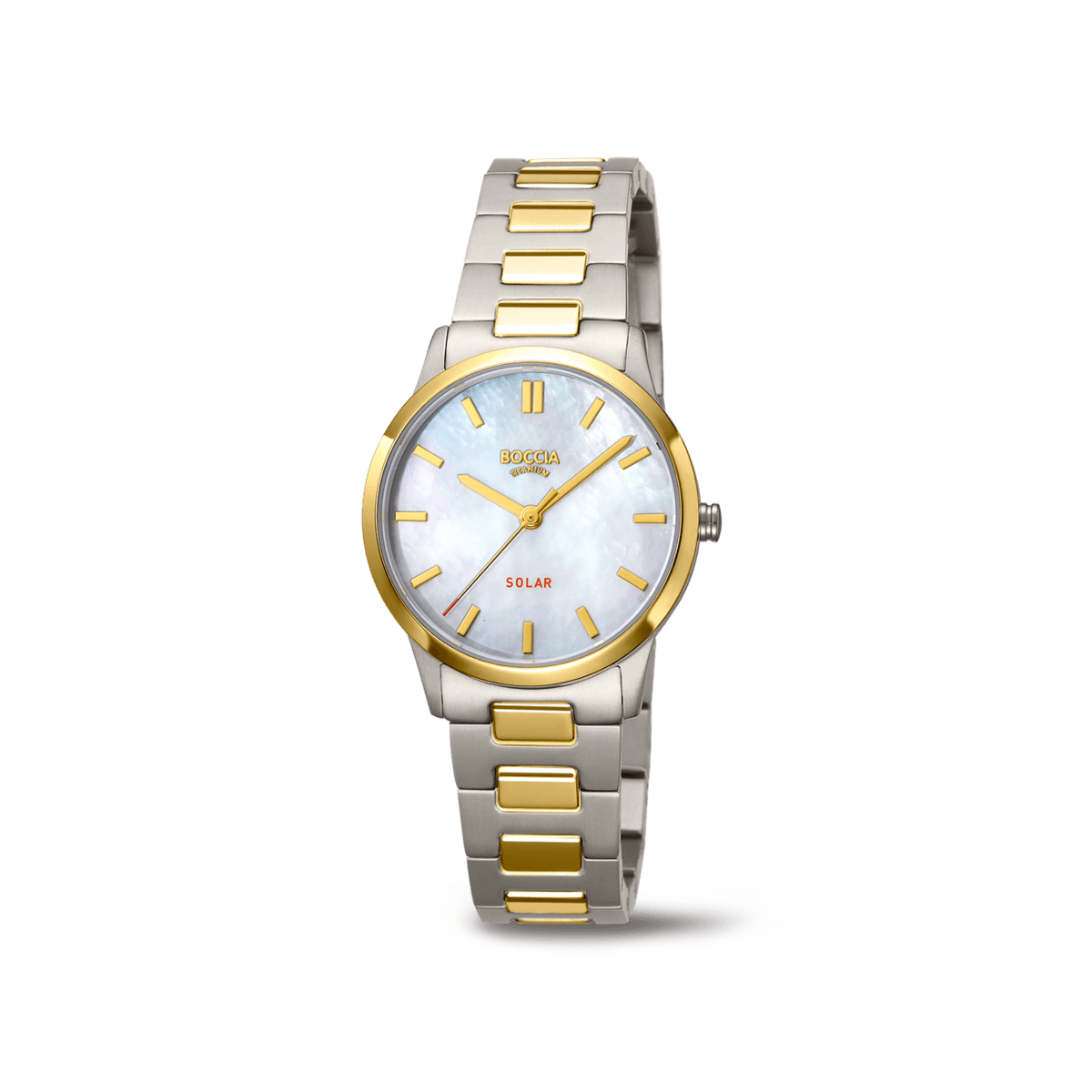 Boccia Titanium 3363-04 Damen Armbanduhr • Solarwerk • Reintitan teil-goldplattiert