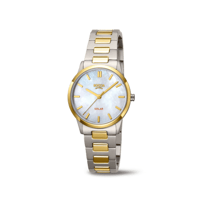 Boccia Titanium 3363-04 Damen Armbanduhr • Solarwerk • Reintitan teil-goldplattiert