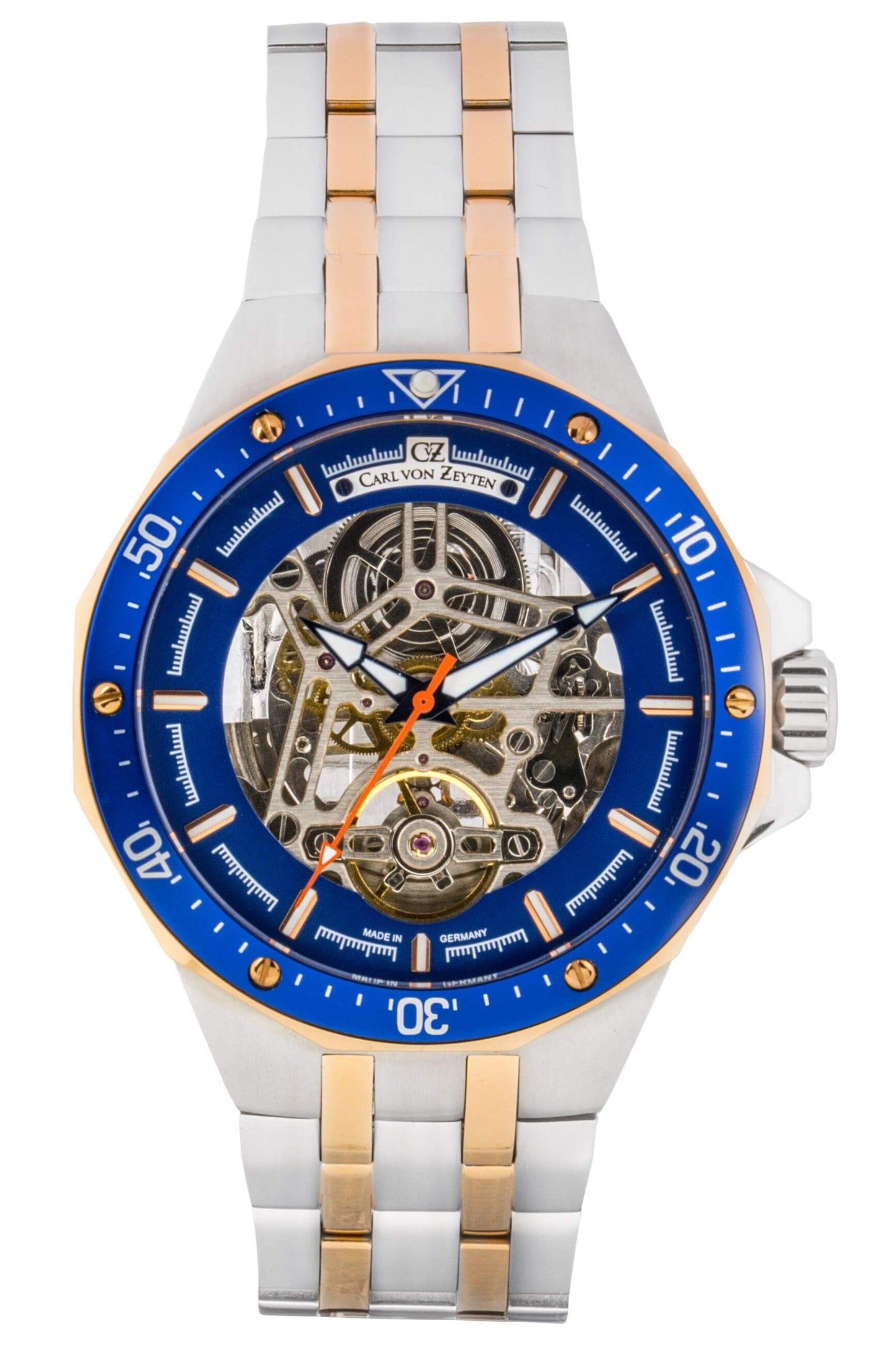 Carl von Zeyten Urberg CVZ0094BLRM Herrenuhr Bicolor Blau • Automatik Skelettuhrwerk • Saphirglas
