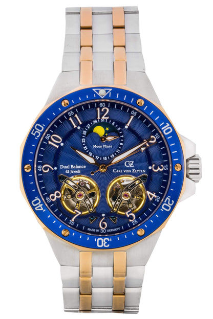 Carl von Zeyten Kirchzarten CVZ0093RBLM Herrenuhr Bicolor Blau • Mondphase mit Saphirglas • Automatikwerk