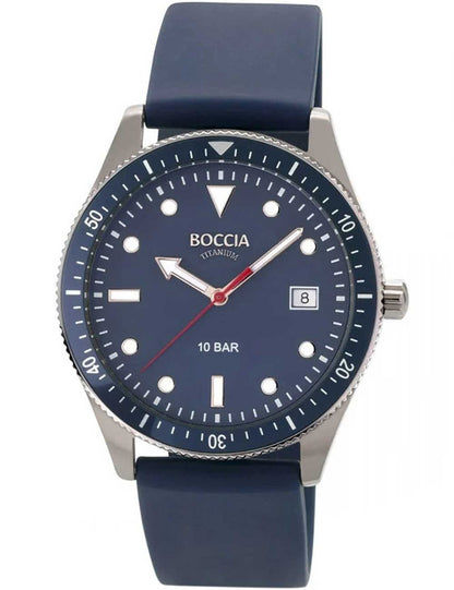 Boccia Titanium 3664-02 Herren Armbanduhr Blau • Mineralglas • 10 ATM Wasserdicht