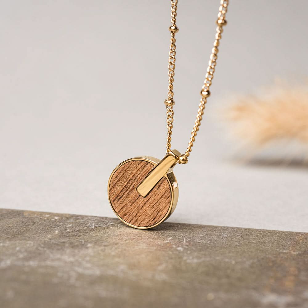 Opacity Necklace with Round Wood Pendant - Wood Core Model: Jewelry