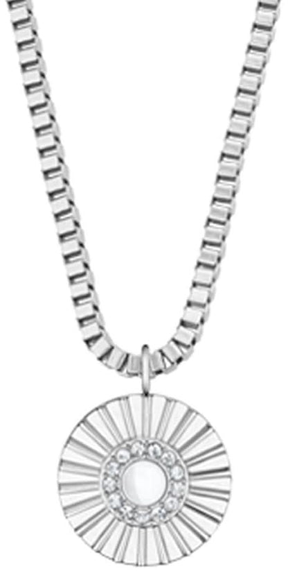 Necklace with sparkling crystal pendant, shiny silver - BERING Model: 465-150-450