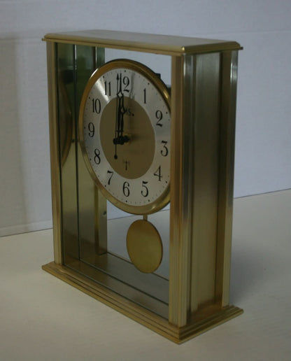 AMS Table Clock 25x20x7 cm Metal and Glass • Precise Radio-Controlled Pendulum Movement • Timeless Design