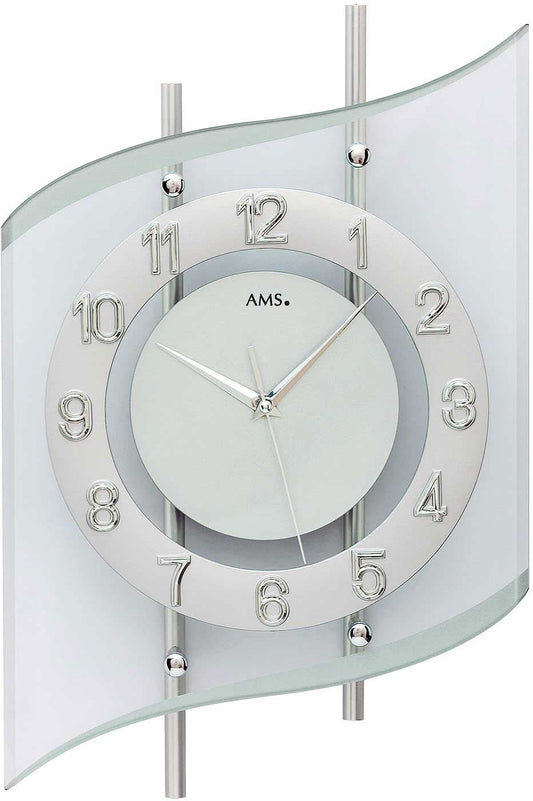 AMS Wall Clock 45x29 cm Metal • Modern Design • Precise Radio-Controlled Movement