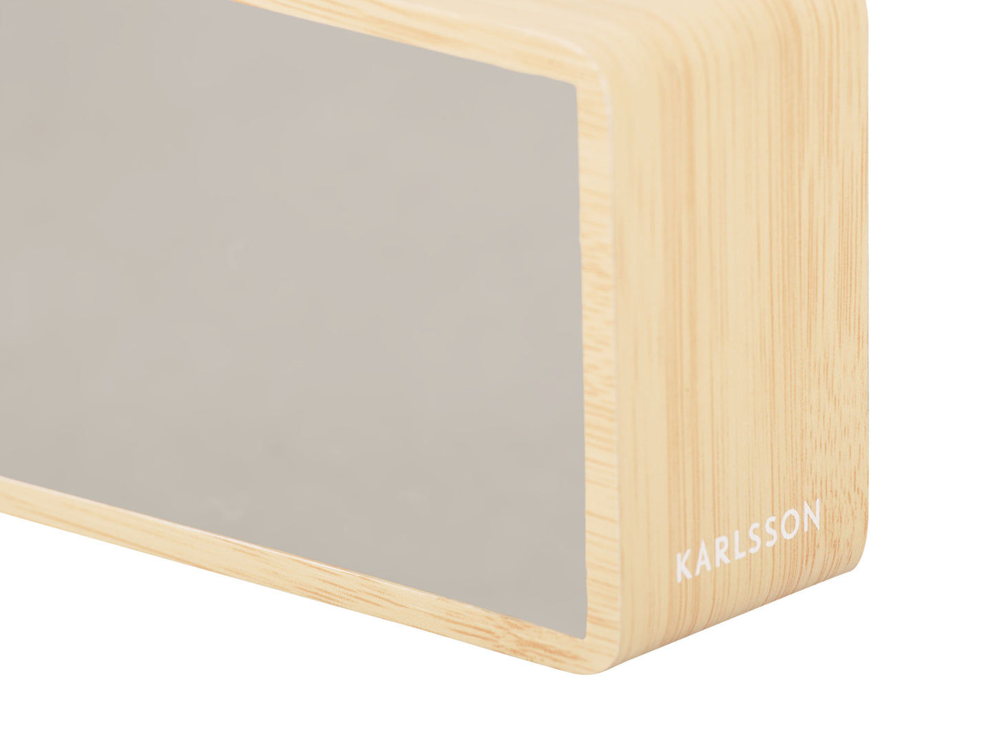 Karlsson Silver Mirror LED KA5879WD Wecker Naturholz • Netzbetrieb via USB • LED-Display mit Dimmer, Bild 4