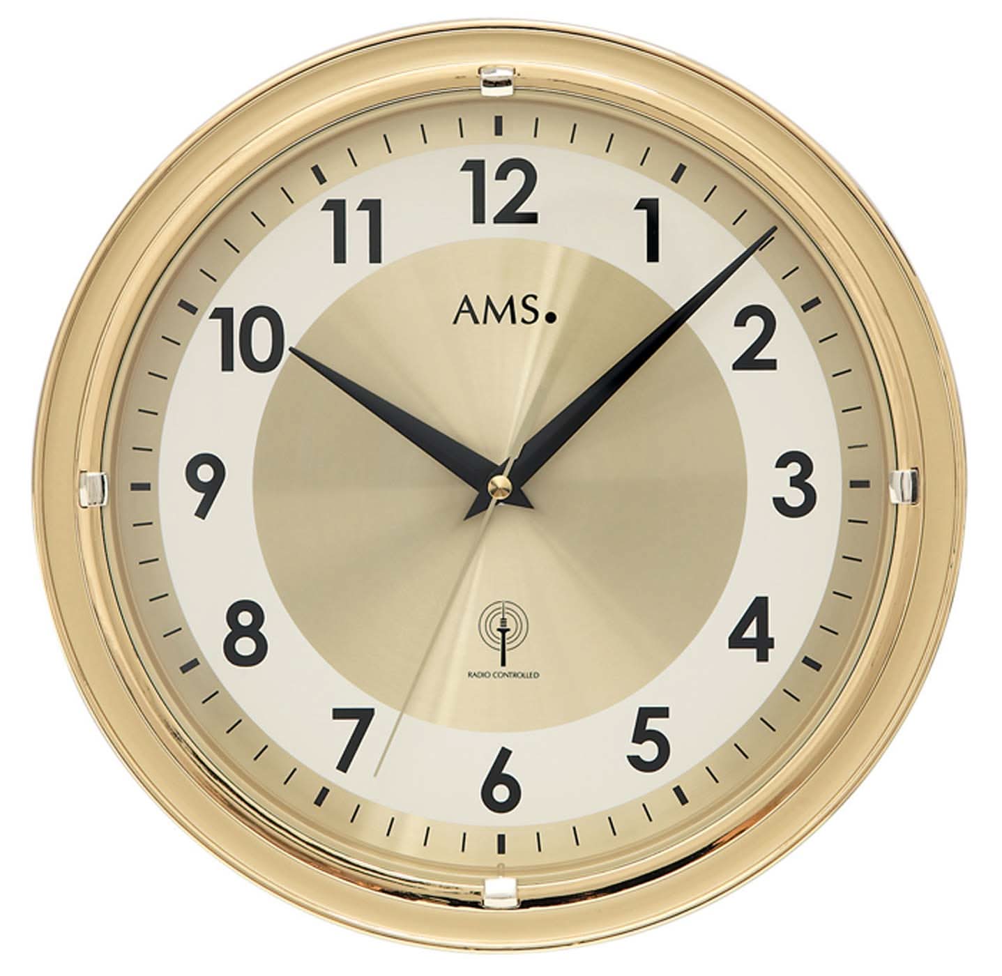 AMS Wall Clock 30x30x4 cm Plastic • Radio-Controlled Movement • Arabic Numerals