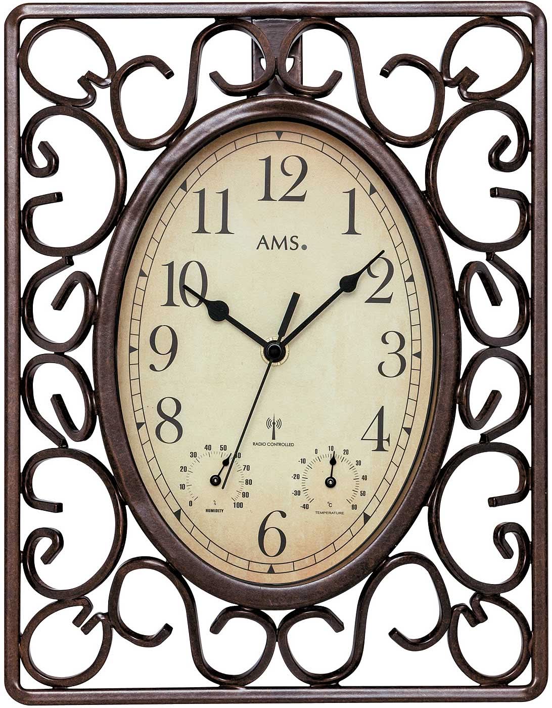 AMS Wall Clock 31x23x5 cm Metal/Glass • Radio-Controlled • Weather-Protected