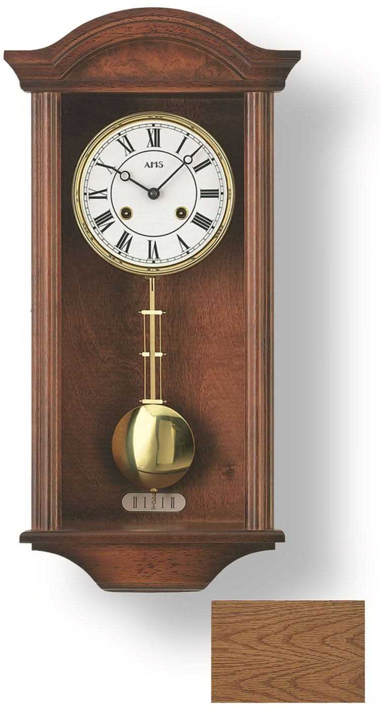 AMS Wall Clock 53x27x13 cm Wood • Mechanical 14-Day Movement • Westminster Chime