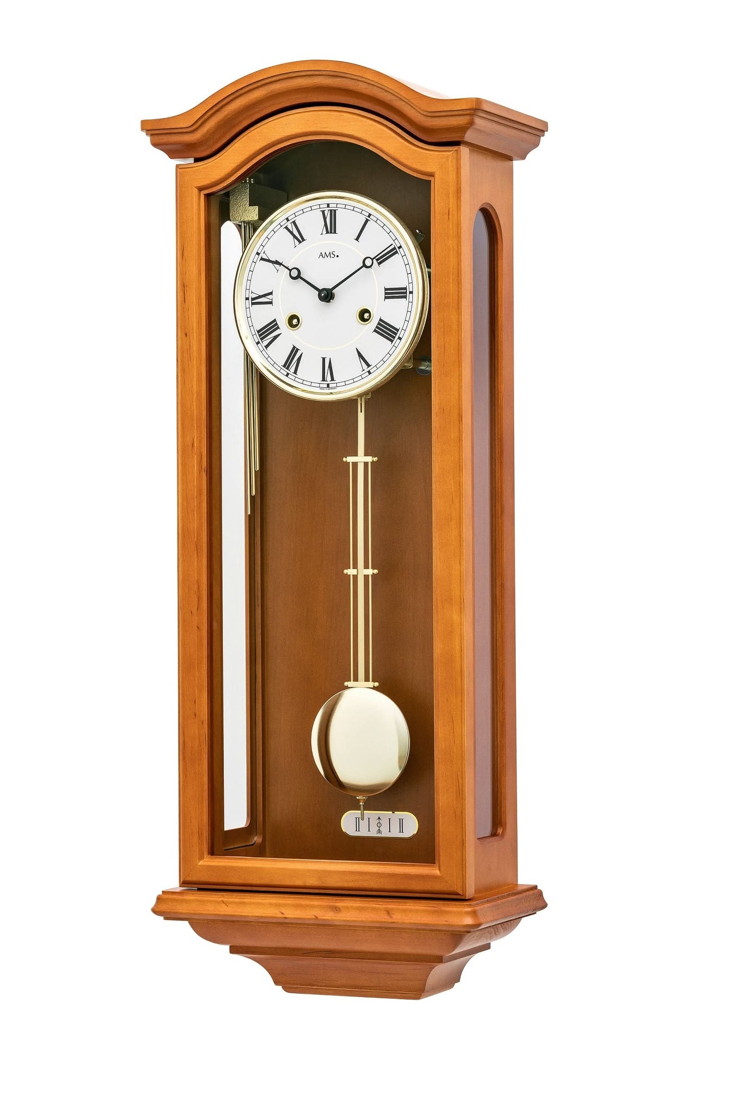 AMS Wall Clock 66x26 cm Wood • Mechanical Movement • Bim-Bam Chime
