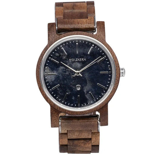 Holzkern Novalis Armbanduhr Blau • Sodalith-Zifferblatt • Holzarmband