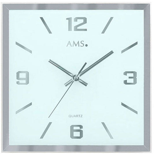 AMS Wall Clock 27x27x4 cm Glass • Modern • Silent Quartz Movement