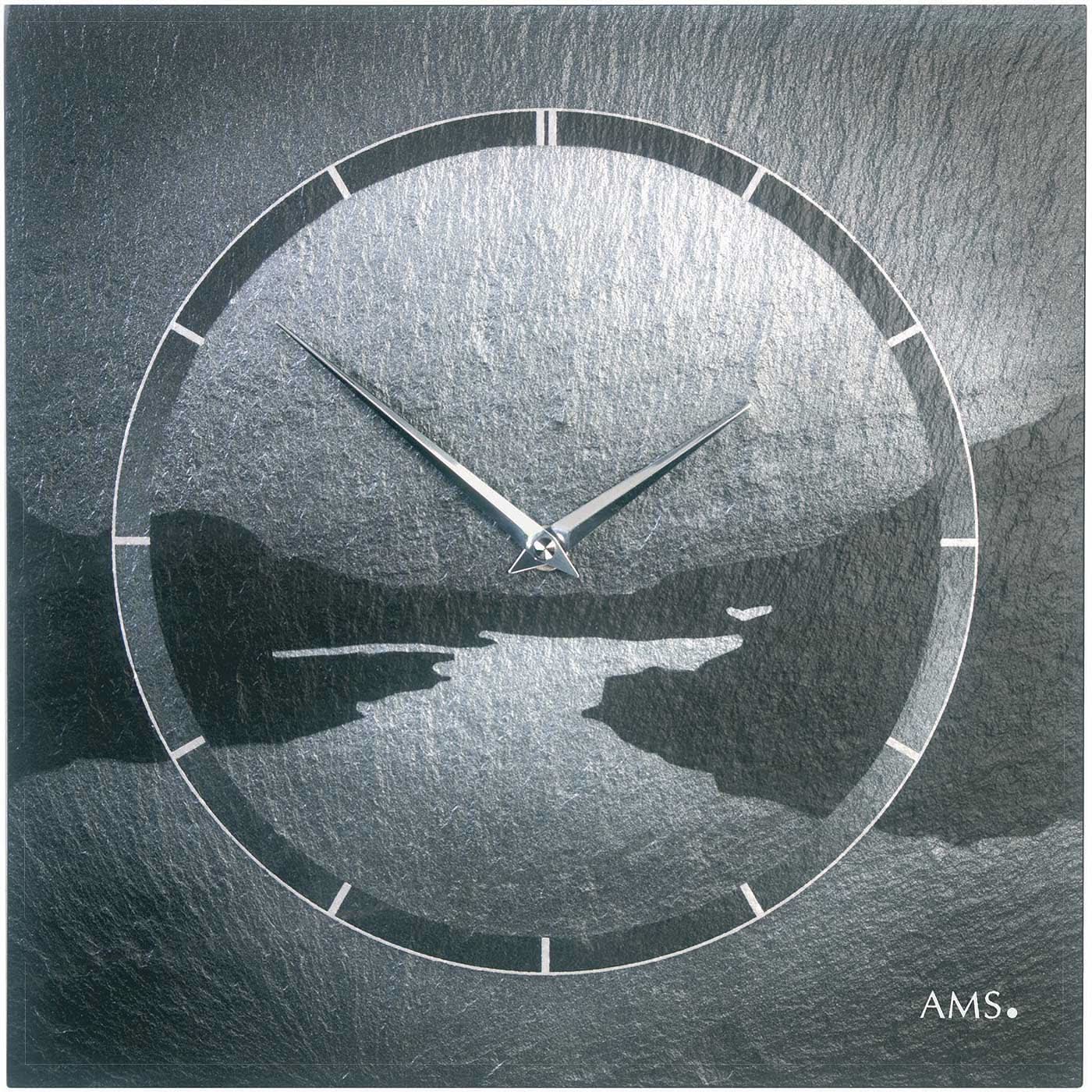 AMS Wall Clock 30x30x4 cm Stone • Modern Design • Quartz Movement