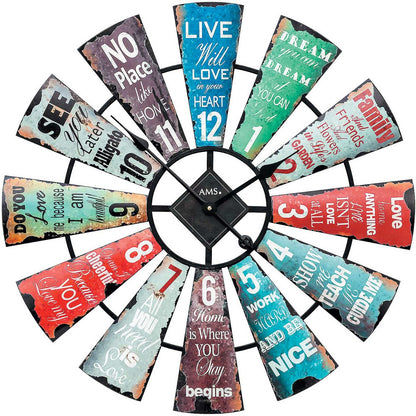 AMS Wall Clock 70x70x5 cm Metal • Silent Quartz Movement • Colorful Design