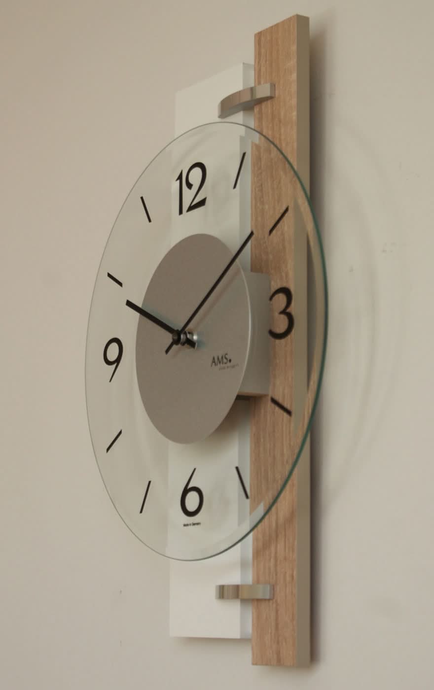 AMS Wall Clock 40x28x6 cm Wood • Quartz Movement • Modern Design