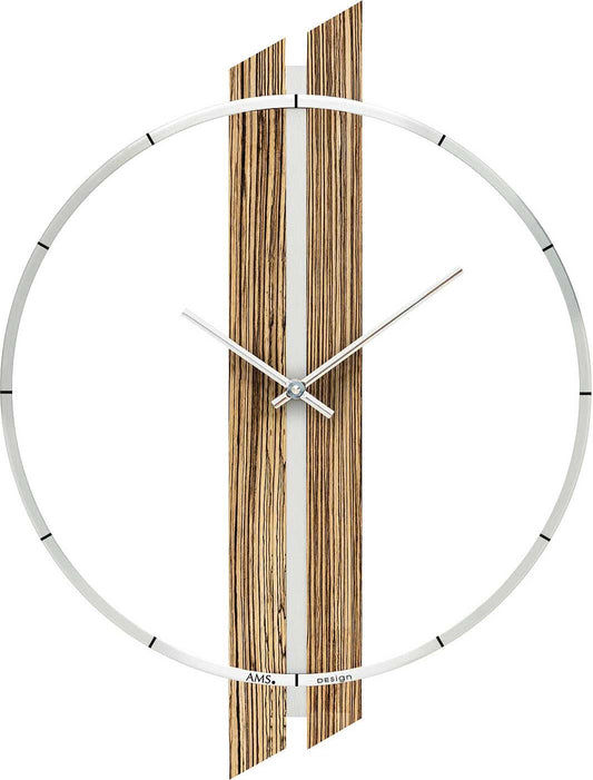 AMS Wall Clock 53x40x5 cm Wood • Modern Design • Quartz Movement
