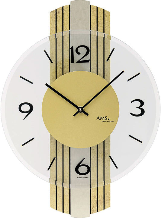 AMS Wall Clock 47x27x6 cm Wood • Modern Design • Precise Quartz Movement