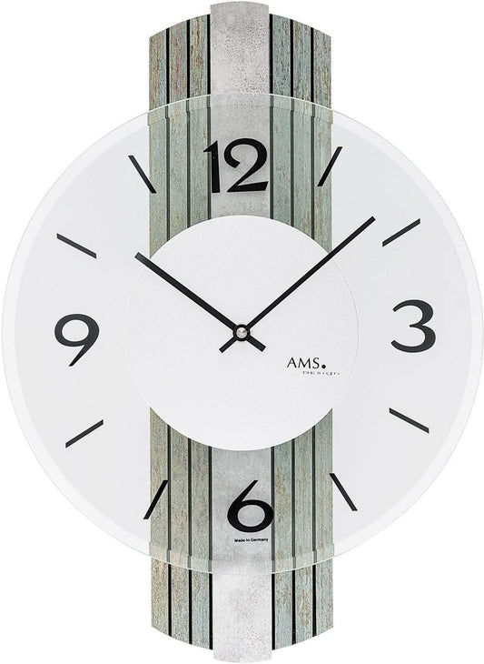 AMS Wall Clock 38x27x5 cm Wood • Modern Design • Precise Quartz Movement