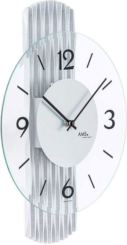 AMS Wall Clock 38x27x6 cm Glass, Wood • Modern Design • Precise Quartz Movement