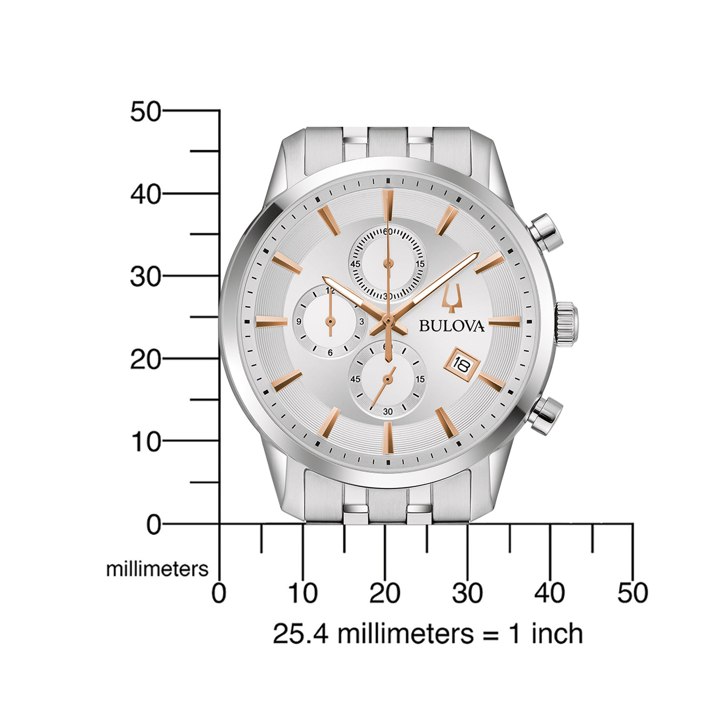Bulova Sutton 96B411 Herrenuhr Silber • Chronograph • Edelstahlarmband, Bild 4