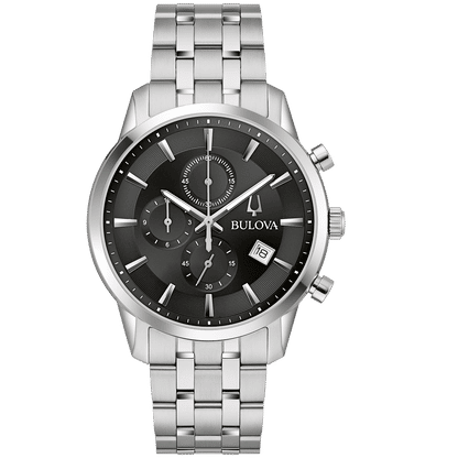Bulova Sutton 96B412 Herrenuhr Schwarz • Chronograph • Edelstahlarmband