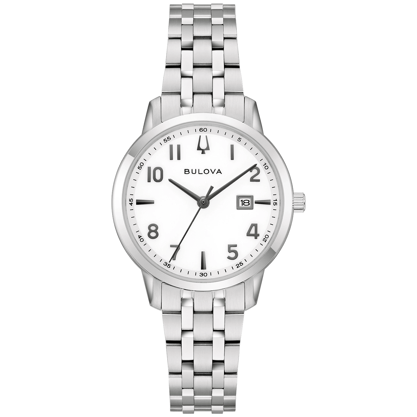 Bulova Classic 96M174 Damenuhr Silber • Arabische Ziffern • Gewölbtes Kristallglas