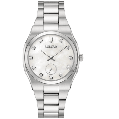 Bulova Surveyor 96P242 Damenuhr Silber • Quarzwerk mit 11 Diamanten • Edelstahlarmband