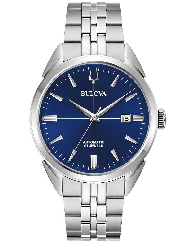 Bulova Sutton 96B425 Herren Automatik • Blaues Sonnenschliff-Zifferblatt • Sichtboden