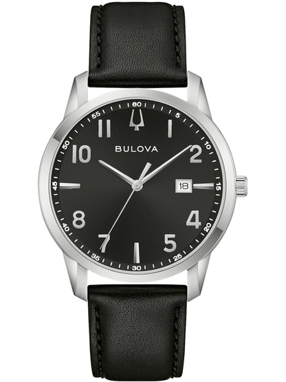 Bulova Classic 96B473 Herren Armbanduhr Weiß • Quarzwerk mit Datumsanzeige • Kalbslederarmband