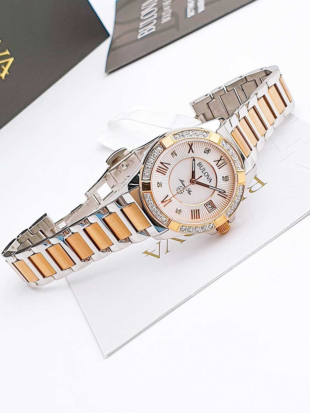 Bulova Marine Star 98R234 Damen Armbanduhr Bicolor • Saphirglas • 23 Diamant-Akzente, Bild 4