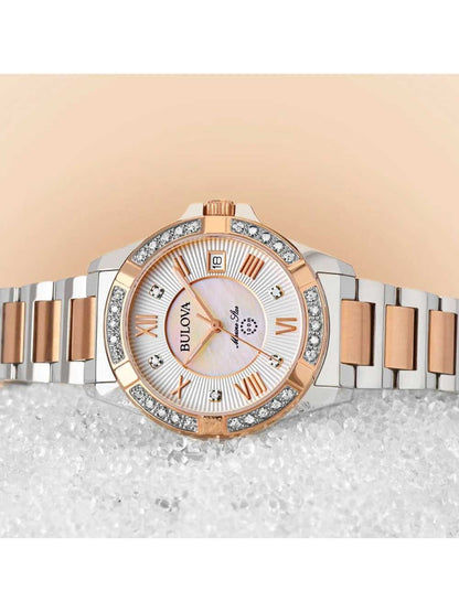 Bulova Marine Star 98R234 Damen Armbanduhr Bicolor • Saphirglas • 23 Diamant-Akzente, Bild 5