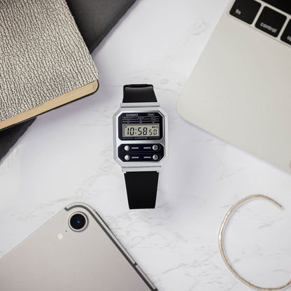 Casio A100WEF-1AEF Vintage Unisex Armbanduhr Silber • Retrodesign • Stoppuhr & LED-Licht, Bild 5
