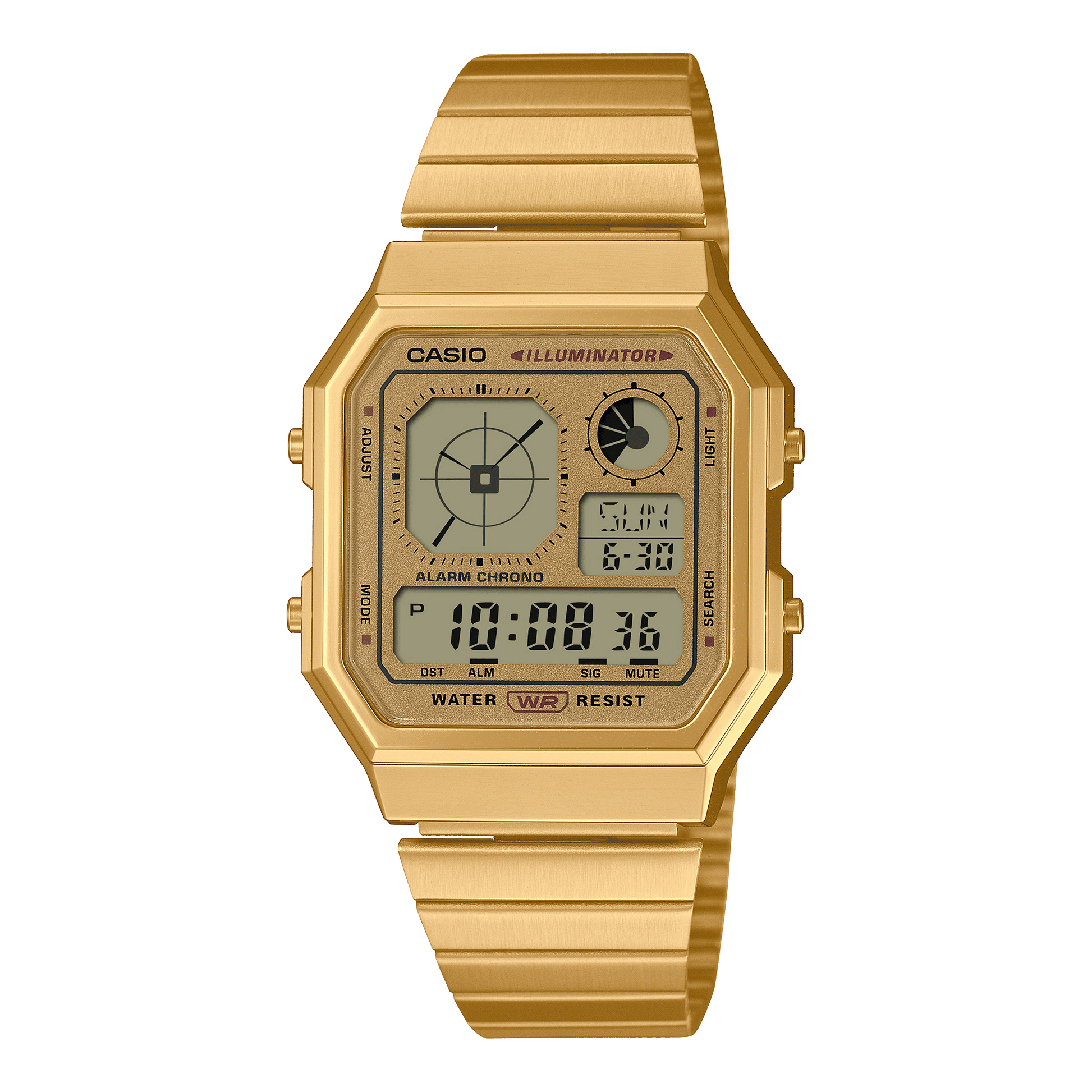 Casio Edgy A130WEG-9AEF Armbanduhr Gold • LCD mit Analoguhranzeige • Retro-futuristisches Design, Bild 2