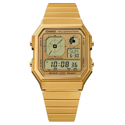 Casio Edgy A130WEG-9AEF Armbanduhr Gold • LCD mit Analoguhranzeige • Retro-futuristisches Design, Bild 8