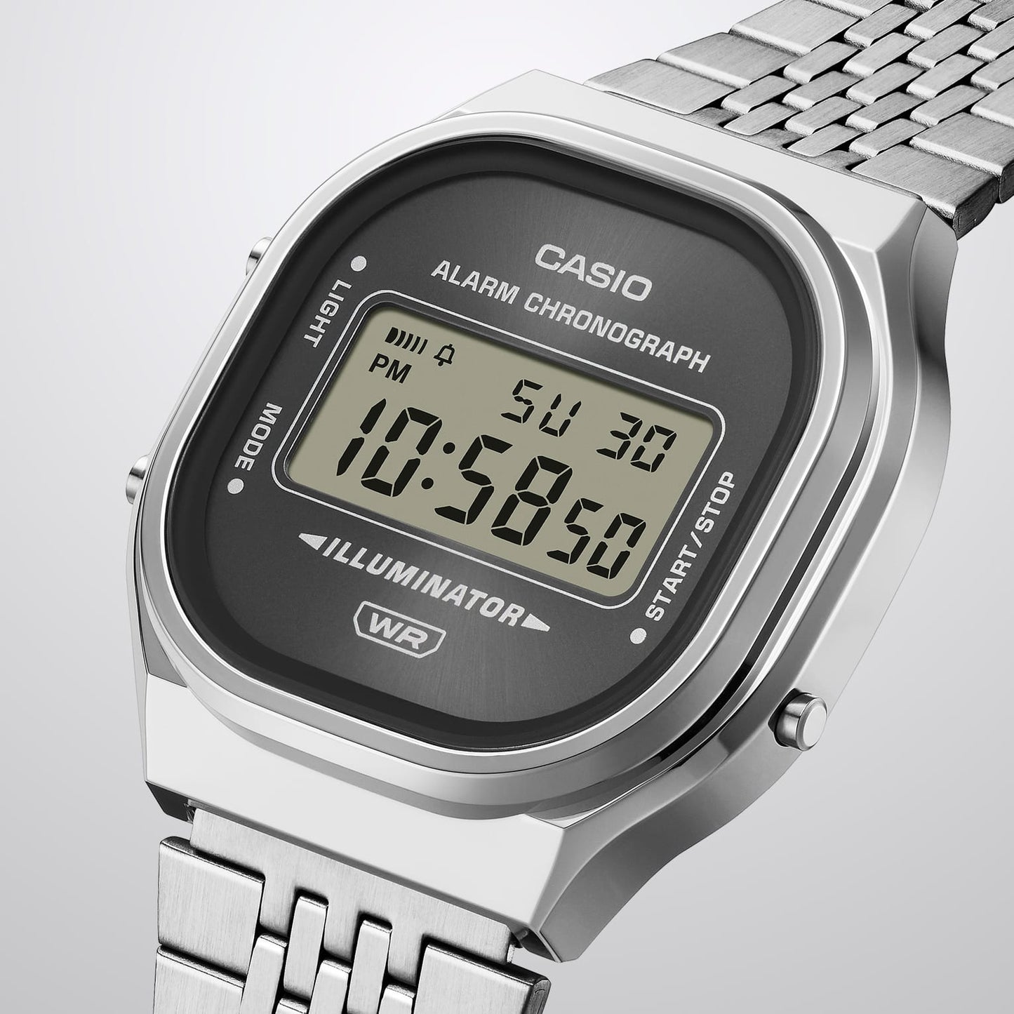 Casio Vintage A140WE-2AEF Armbanduhr Silber • Digitales Zifferblatt mit Sunray-Finish • Retro-Metall-Armband, Bild 4