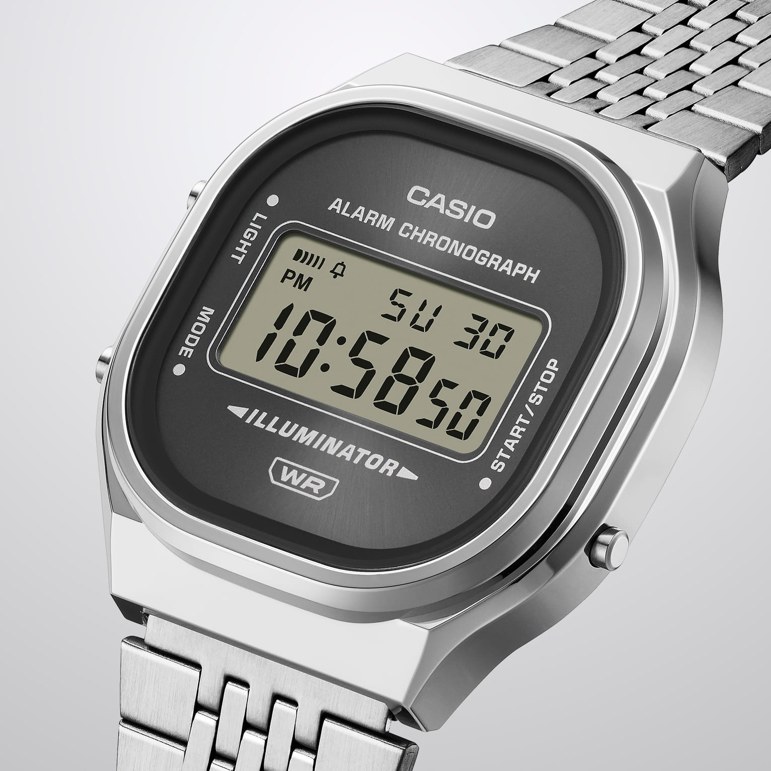 Casio Vintage A140WE-2AEF Armbanduhr Silber • Digitales Zifferblatt mit Sunray-Finish • Retro-Metall-Armband, Bild 4
