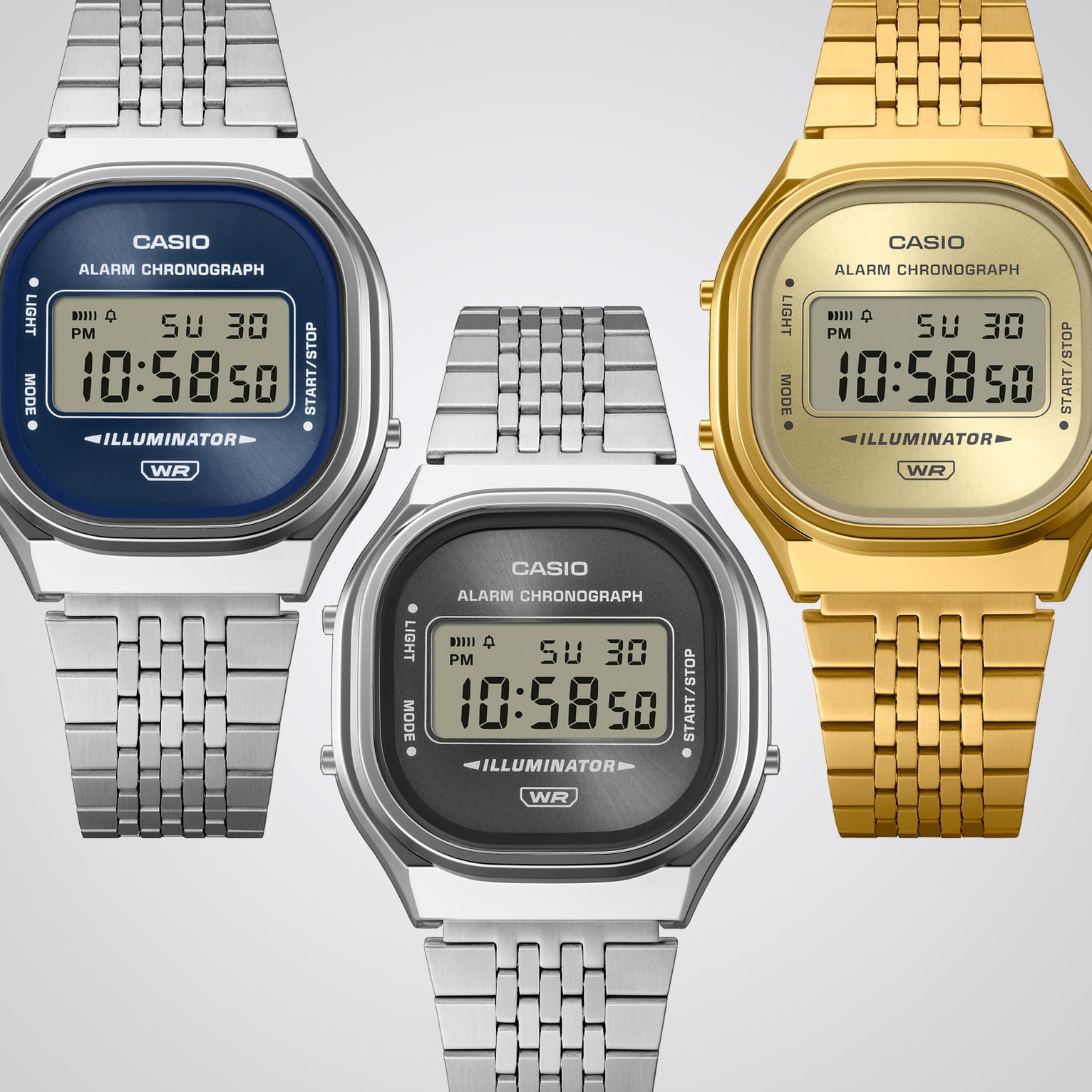 Casio Vintage A140WE-2AEF Armbanduhr Silber • Digitales Zifferblatt mit Sunray-Finish • Retro-Metall-Armband, Bild 6