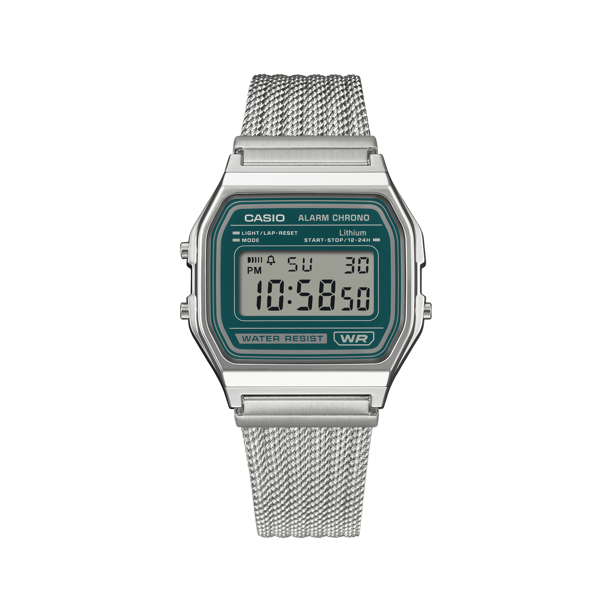 Casio Vintage A158WEM-3EF Armbanduhr Grün • Mesh-Armband • Stoppuhr, Bild 6