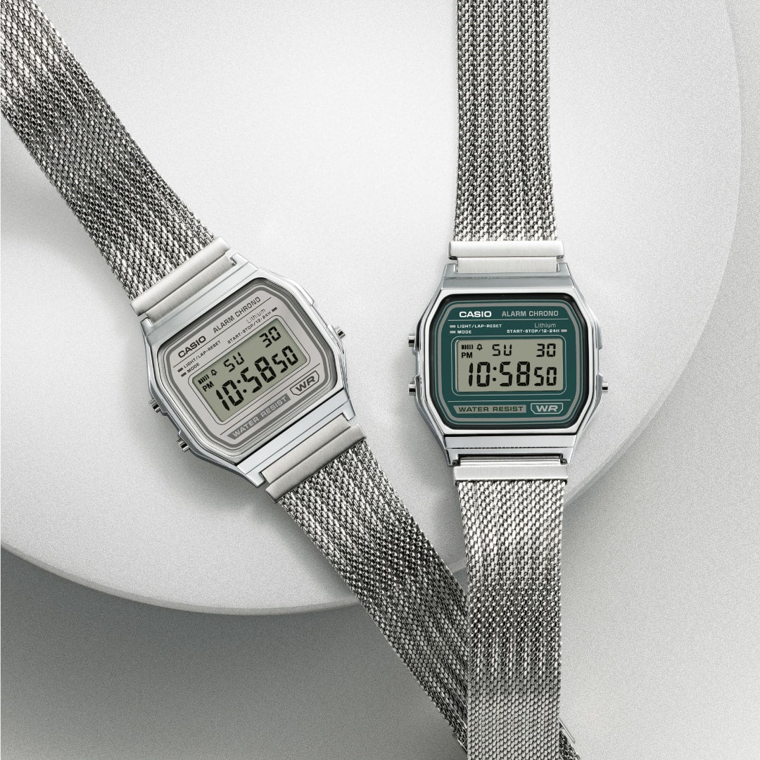 Casio Vintage A158WEM-7EF Armbanduhr Grün • Mesh-Armband • Digitalanzeige, Bild 8