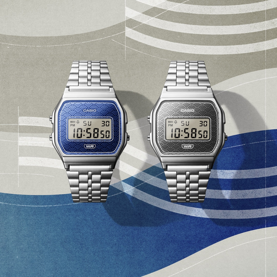 Casio Vintage A159WEVJ-7ER Unisex Armbanduhr Silber • Seigaiha-Muster • Made in Japan, Bild 3