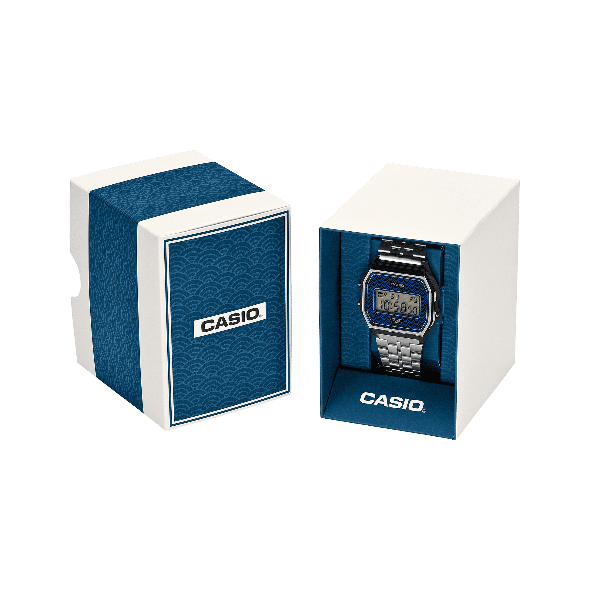 Casio Vintage A159WEVJ-7ER Unisex Armbanduhr Silber • Seigaiha-Muster • Made in Japan, Bild 4