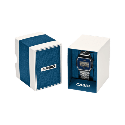Casio Vintage A159WEVJ-7ER Unisex Armbanduhr Silber • Seigaiha-Muster • Made in Japan, Bild 4